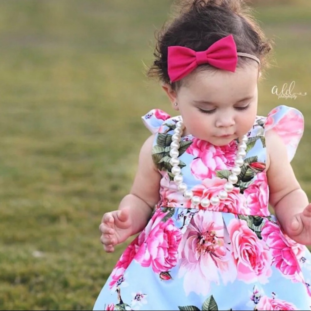 Floral ruffle sleeve dress